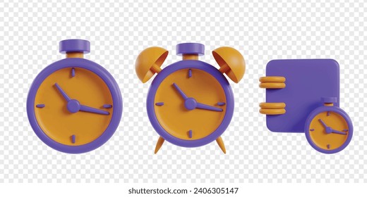 Time management icons clipart bundle. Set of time-related illustration for productivity.