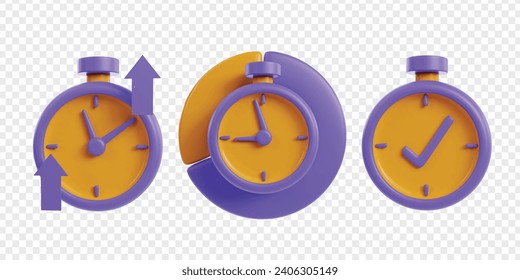 Time management icons clipart bundle. Set of time-related illustration for productivity.