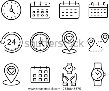 Time Management Icons Clocks, Calendars, and Watches