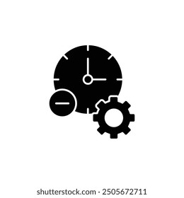 Time Management Icons set - Clock and Gear Illustration for Efficient Scheduling, Productivity Enhancement, Organizational Tools Design, Task Planning, Deadline Tracking, Business Optimization