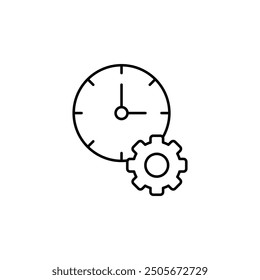 Time Management Icons set - Clock and Gear Illustration for Efficient Scheduling, Productivity Enhancement, Organizational Tools Design, Task Planning, Deadline Tracking, Business Optimization