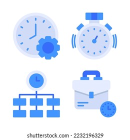 Time Management Icons Set = Time Manage, Stopwatch, hierarchy, briefcase. Perfect for website mobile app, app icons, presentation, illustration and any other projects.