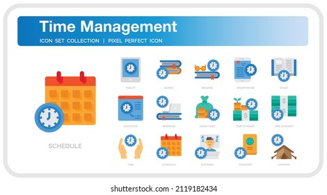 Time Management Icons Set. UI Pixel Perfect Well-crafted Vector Thin Line Icons. The illustrations are a vector.
