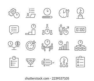 Time Management Icons - Vector Line. Editable Stroke.