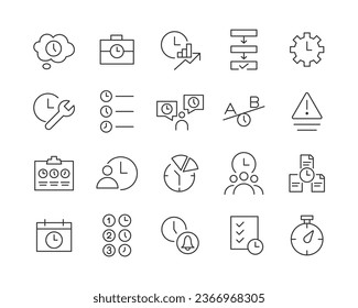 Time Management Icons - Vector Line. Editable Stroke.