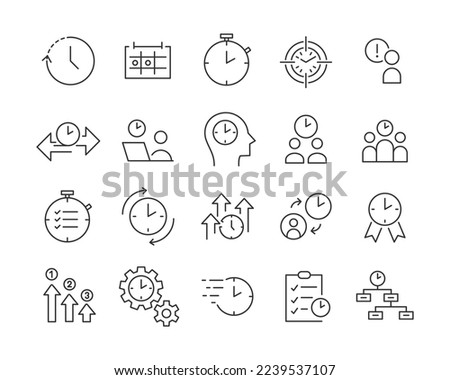 Time Management Icons - Vector Line. Editable Stroke.