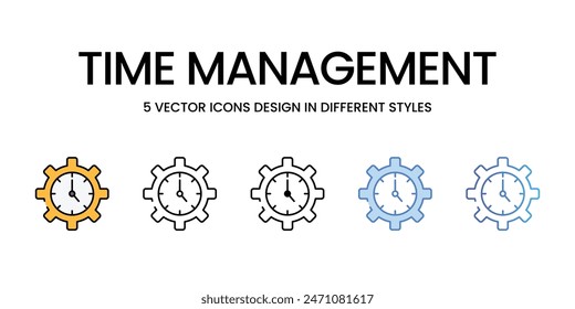 Time Management icons vector set stock illustration.