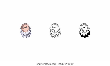 Time Management icons vector set color line glyph line icons stock illustration