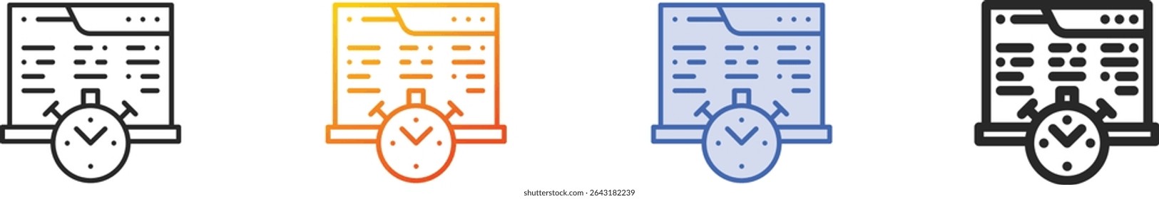 time management icon.Thin Linear, Gradient, Blue Stroke and bold Style Design Isolated On White Background