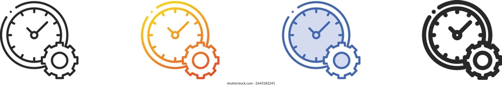 time management icon.Thin Linear, Gradient, Blue Stroke and bold Style Design Isolated On White Background