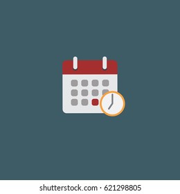 Time Management Illustration. Calendar and Clock Face Vector

