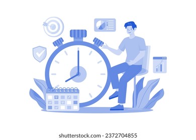 Concepto de Ilustración de administración de tiempo en fondo blanco