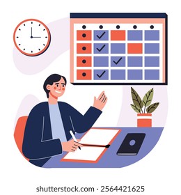 Time management illustration in flat style 


