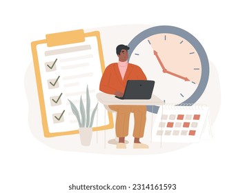 Time management isolated concept vector illustration. Time tracking tool, management software, effective planning, productivity at work, clock, control system, project schedule vector concept.