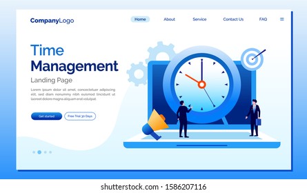 Time management landing page illustration website vector