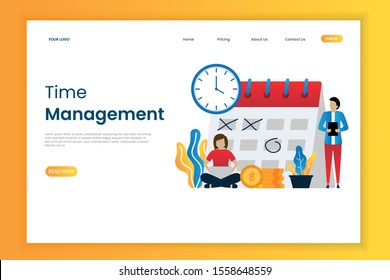Time management landing page template.  