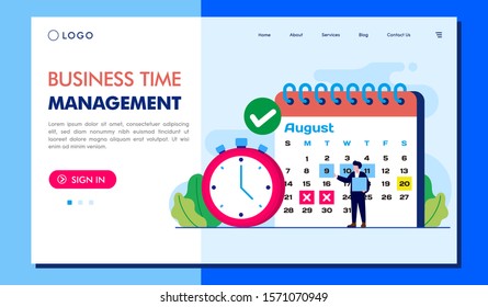 Time management landing page website illustration vector flat design