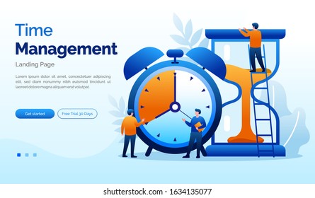 Time management landing page website illustration flat vector template 