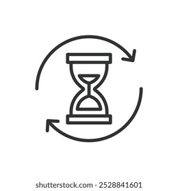 Gerenciamento de tempo, em design de linha. Gerenciamento de tempo, eficiência, planejamento, programação, organização, prazos no vetor de fundo branco. Gerenciamento de tempo, em design de linha ícone de traçado editável