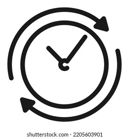 Time management line, Gear with time icon. Work process Vector illustration