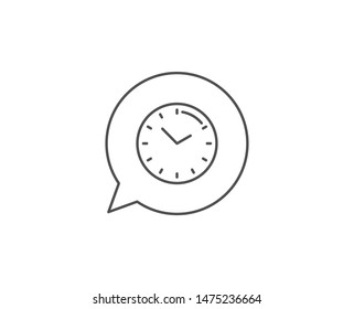 Time management line icon. Chat bubble design. Clock sign. Watch symbol. Outline concept. Thin line time icon. Vector