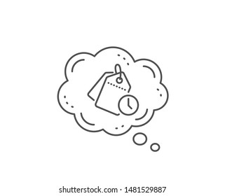 Time management line icon. Chat bubble design. Clock tags sign. Watch symbol. Outline concept. Thin line time management icon. Vector