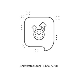 Time management line icon. Chat bubble design. Clock sign. Watch symbol. Outline concept. Thin line time management icon. Vector