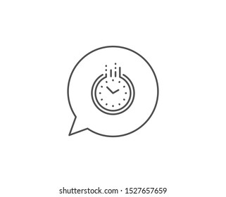 Time management line icon. Chat bubble design. Clock sign. Watch symbol. Outline concept. Thin line time icon. Vector