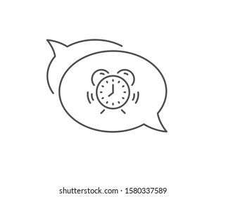 Time management line icon. Chat bubble design. Alarm clock sign. Watch symbol. Outline concept. Thin line time management icon. Vector