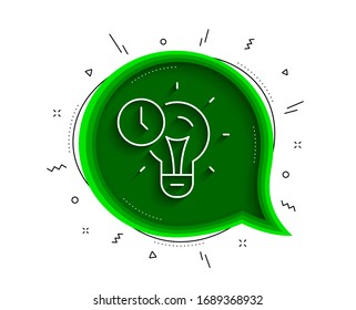 Time management line icon. Chat bubble with shadow. Idea lightbulb sign. Clock symbol. Thin line time management icon. Vector