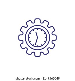Time management line icon. Clock in cogwheel. Daily routine concept. Can be used for topics like business, schedule, deadline, control