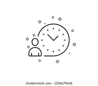 Time management line icon. Clock sign. Geometric shapes. Random cross elements. Linear Time management icon design. Vector