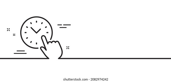 Time management line icon. Clock sign. Watch symbol. Minimal line illustration background. Time management line icon pattern banner. White web template concept. Vector