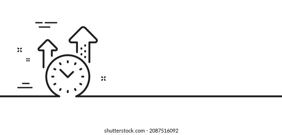 Time management line icon. Clock sign. Watch symbol. Minimal line illustration background. Time management line icon pattern banner. White web template concept. Vector