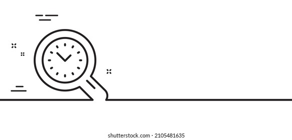 Time management line icon. Clock sign. Work analysis symbol. Minimal line illustration background. Time management line icon pattern banner. White web template concept. Vector