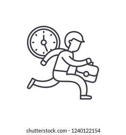 Time management line icon concept. Time management vector linear illustration, symbol, sign