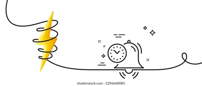 Time management line icon. Continuous one line with curl. Alarm clock sign. Watch symbol. Time management single outline ribbon. Loop curve with energy. Vector