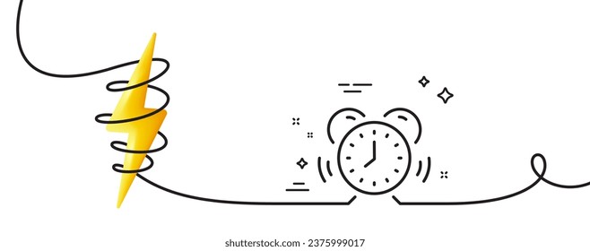 Time management line icon. Continuous one line with curl. Alarm clock sign. Watch symbol. Time management single outline ribbon. Loop curve with energy. Vector