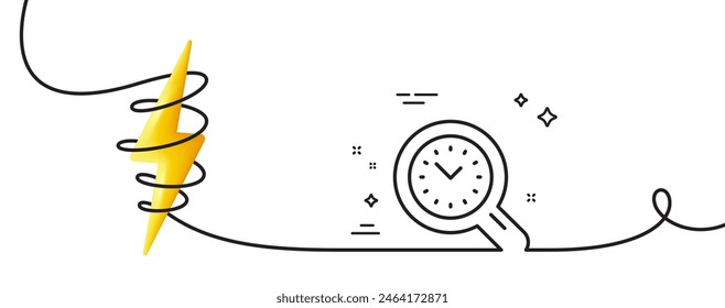Time management line icon. Continuous one line with curl. Clock sign. Work analysis symbol. Time management single outline ribbon. Loop curve with energy. Vector