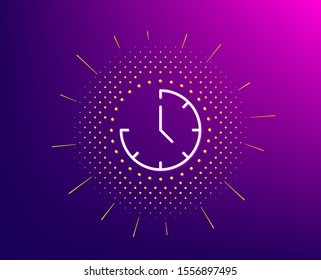 Time management line icon. Halftone pattern. Clock sign. Watch symbol. Gradient background. Time line icon. Yellow halftone pattern. Vector