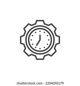 Time management line icon. linear style sign for mobile concept and web design. Gear clock outline vector icon. Symbol, logo illustration. Vector graphics