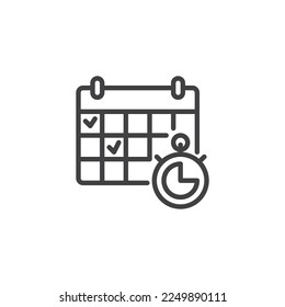 Time management line icon. linear style sign for mobile concept and web design. Calendar appointments outline vector icon. Symbol, logo illustration. Vector graphics