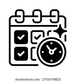 Time Management Line Icon, Outline Symbol for Productivity Planning, Schedule Organization, Task Prioritization, Goal Achievement, and Workflow Efficiency. Vector Sign Icon.
