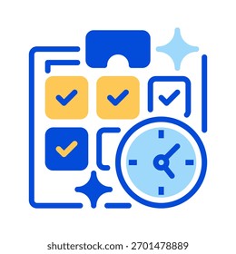 Ícone Linha de Gerenciamento de Tempo, Símbolo de Estrutura de Tópicos para Planejamento de Produtividade, Organização da Programação, Priorização da Tarefa, Alcançamento da Meta e Eficiência do Workflow. Ícone de sinal vetorial.