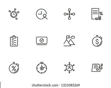Time management line icon set. Clock, watch, stopwatch. Business concept. Can be used for topics like deadline, planning, startup