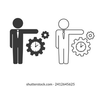 Time Management line icon set in vector. Logotype
