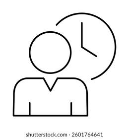 Time Management Line Icon. Teamwork, Business, Planning, Strategy, Marketing, Leadership, Work Group, Meeting, Partnership Icons Editable Stroke Vector Illustration