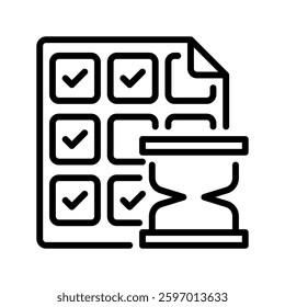 Time Management Line Icon, Thin Outline Symbol for Productivity, Task Planning, and Business Efficiency