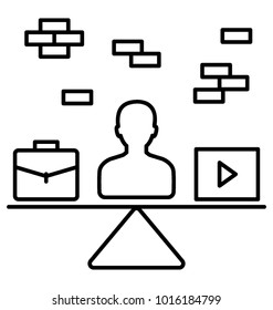 
Time management, Line icon work life balance
