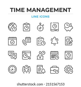 Time management line icons set. Modern outline elements, graphic design concepts, simple symbols collection. Vector line icons